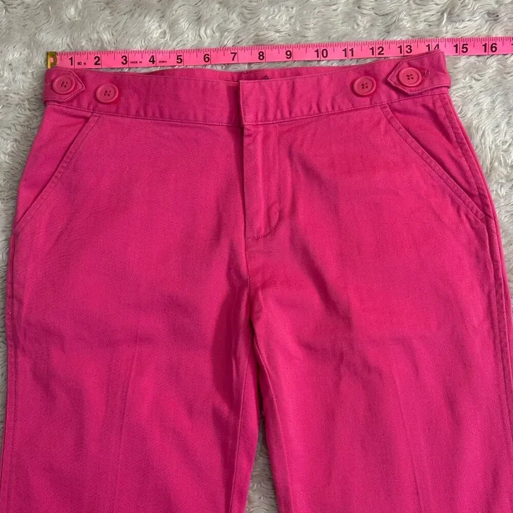 Vintage Y2K Girls 16 Ralph Lauren Pink Chino Bootcut Jeans Pants Cotton